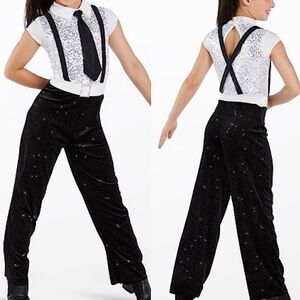 WEISSMAN Dance Costume menswear inspired black white Fancy Pants 13819 MA adult